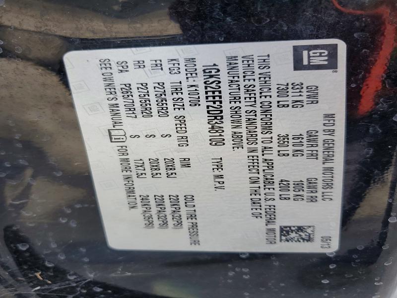 50198496 :رقم المزاد ، 1GKS2EEF2DR348109 vin ، 2013 Gmc Yukon مزاد بيع