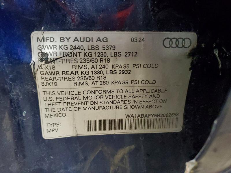 50859196 :رقم المزاد ، WA1ABAFY5R2082658 vin ، 2024 Audi Q5 مزاد بيع