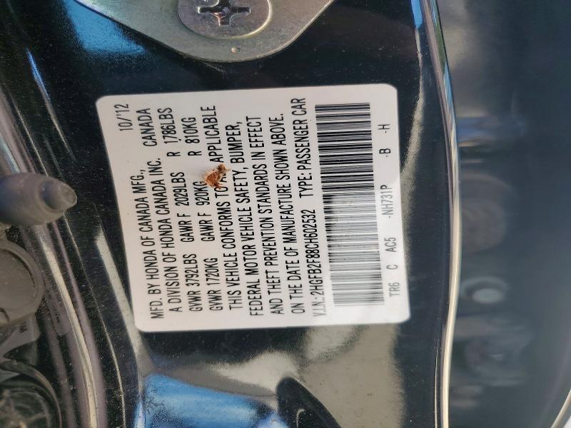 Aukcja sprzedaży 2012 Honda Civic, vin: 2HGFB2F88CH602532, numer aukcji: 51118556