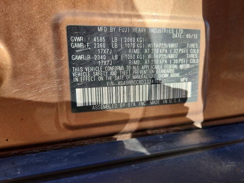 50195046 :رقم المزاد ، 4S4BRBCC8D3324166 vin ، 2013 Subaru Outback مزاد بيع