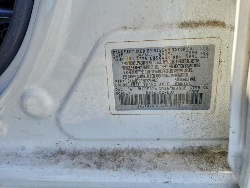 Aukcja sprzedaży 2016 Nissan Sentra, vin: 3N1AB7AP2GY268070, numer aukcji: 50263136