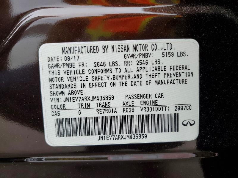 Aukcja sprzedaży 2018 Infiniti Q50, vin: JN1EV7ARXJM435859, numer aukcji: 48764856