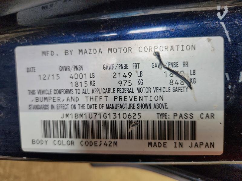 Продаж на аукціоні авто 2016 Mazda 3, vin: JM1BM1U71G1310625, номер лоту: 48541716