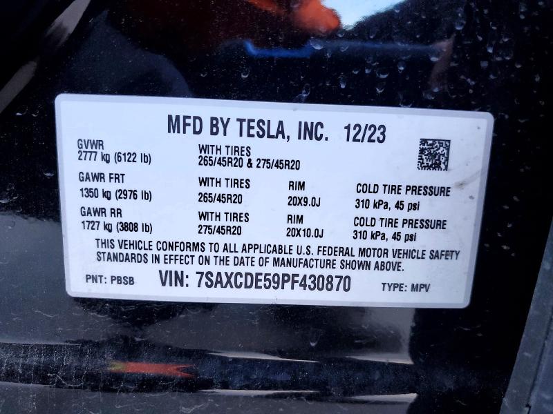 Продаж на аукціоні авто 2023 Tesla Model X, vin: 7SAXCDE59PF430870, номер лоту: 48661656