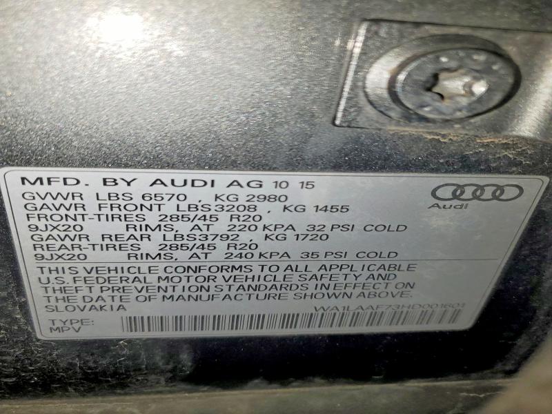 Aukcja sprzedaży 2017 Audi Q7, vin: WA1LAAF73HD001601, numer aukcji: 51521196