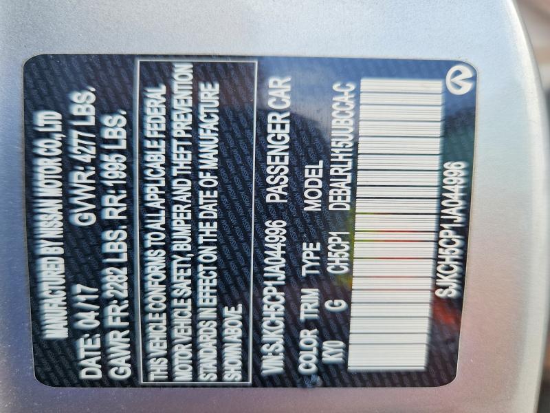 48270316 :رقم المزاد ، SJKCH5CP1JA044996 vin ، 2018 Infiniti Qx30 مزاد بيع