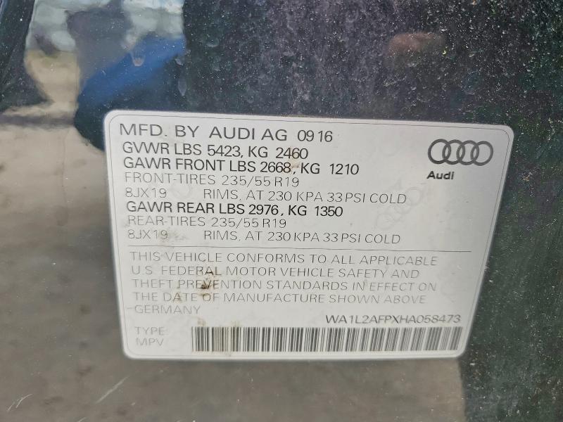 2017 Audi Q5 მანქანა იყიდება აუქციონზე, vin: WA1L2AFPXHA058473, აუქციონის ნომერი: 50984256
