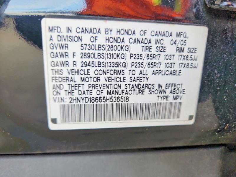 51342236 :رقم المزاد ، 2HNYD18665H536518 vin ، 2005 Acura Mdx مزاد بيع