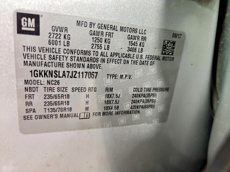 Продажа на аукционе авто 2018 Gmc Acadia, vin: 1GKKNSLA7JZ117067, номер лота: 50784386