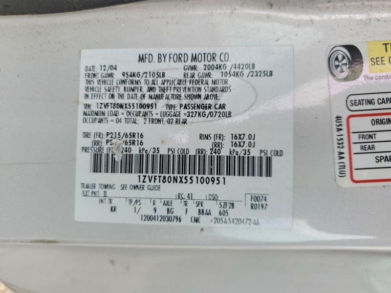 Продаж на аукціоні авто 2005 Ford Mustang, vin: 1ZVFT80NX55100951, номер лоту: 51002796
