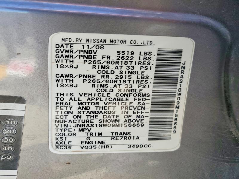 Aukcja sprzedaży 2009 Infiniti Fx35, vin: JNRAS18W09M156669, numer aukcji: 49328846