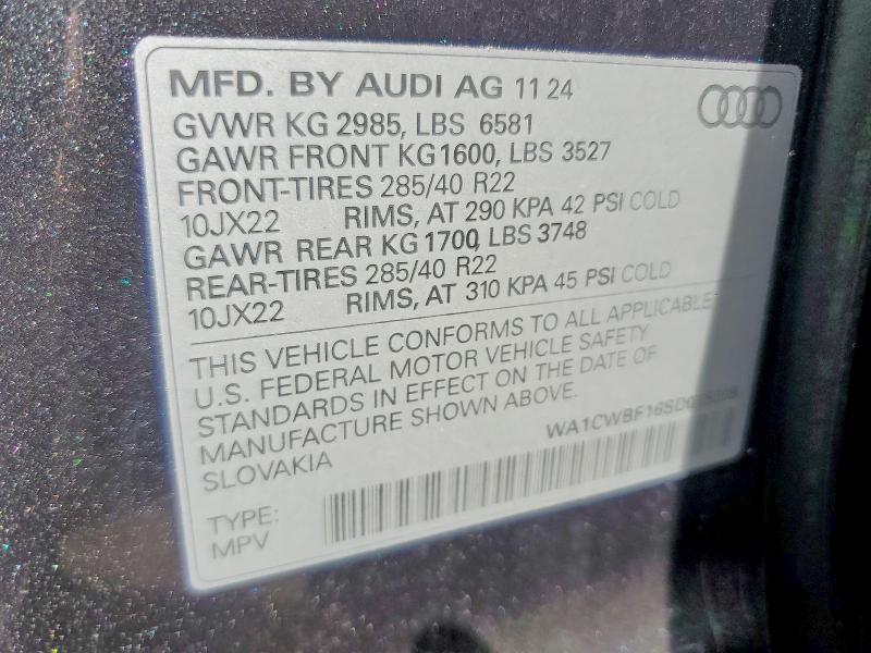 Продажа на аукционе авто 2025 Audi Sq8, vin: WA1CWBF16SD015308, номер лота: 50888456