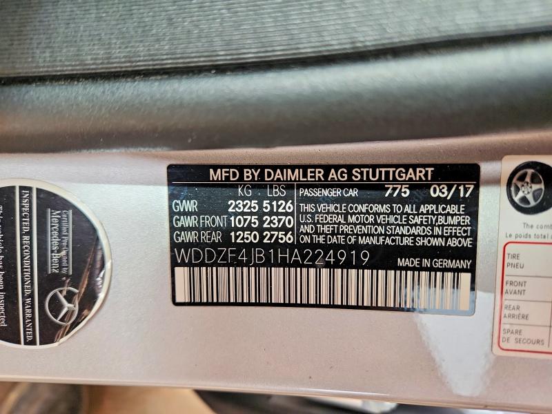 Aukcja sprzedaży 2017 Mercedes-benz E, vin: WDDZF4JB1HA224919, numer aukcji: 49940246