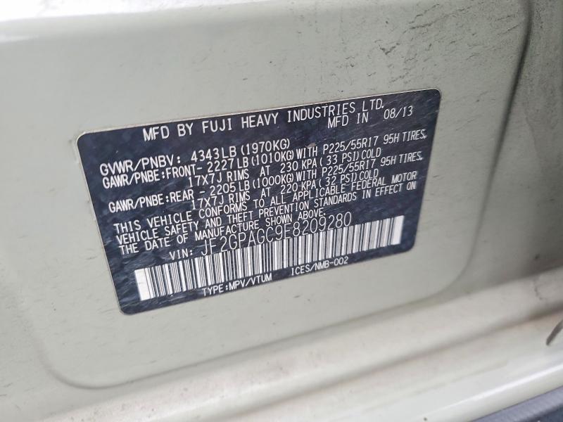 2014 Subaru Xv Crosstrek მანქანა იყიდება აუქციონზე, vin: JF2GPAGC9E8209280, აუქციონის ნომერი: 50002886