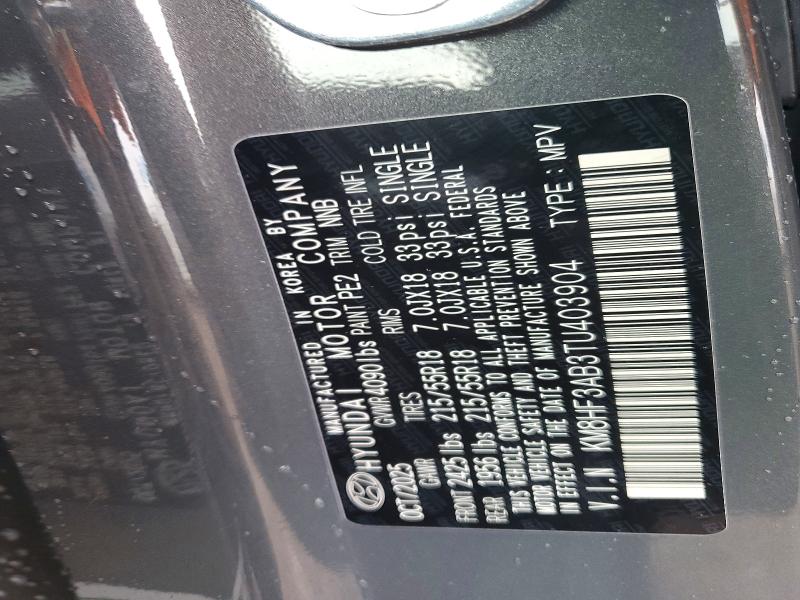 2026 Hyundai Kona მანქანა იყიდება აუქციონზე, vin: KM8HF3AB3TU403904, აუქციონის ნომერი: 50984166