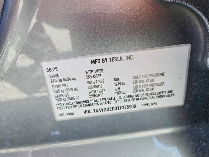 Продаж на аукціоні авто 2026 Tesla Model Y, vin: 7SAYGDED3TF375908, номер лоту: 51662786