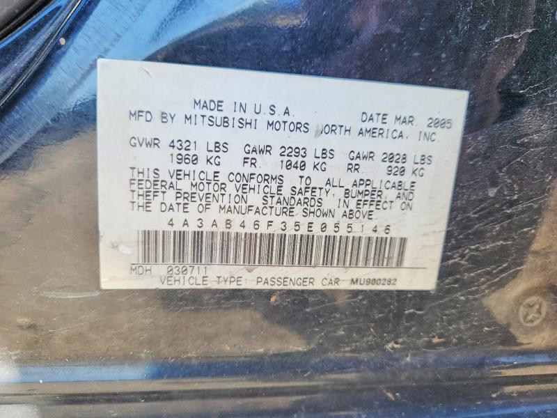 Продаж на аукціоні авто 2005 Mitsubishi Galant, vin: 4A3AB46F35E055146, номер лоту: 48819666