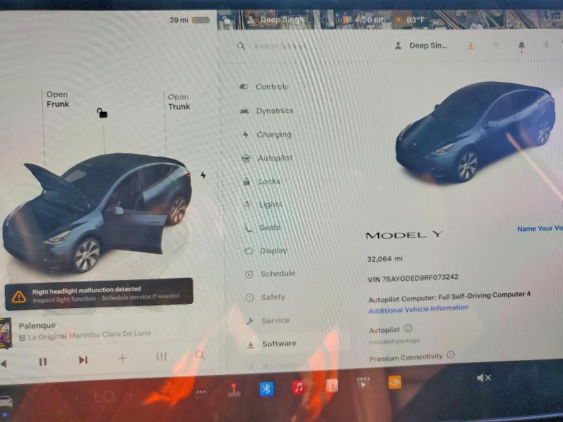 2024 Tesla Model Y მანქანა იყიდება აუქციონზე, vin: 7SAYGDED9RF073242, აუქციონის ნომერი: 48811596