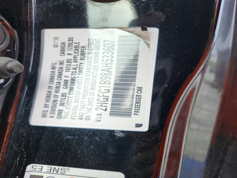 Продажа на аукционе авто 2010 Honda Civic, vin: 2HGFG1B98AH533607, номер лота: 51501446
