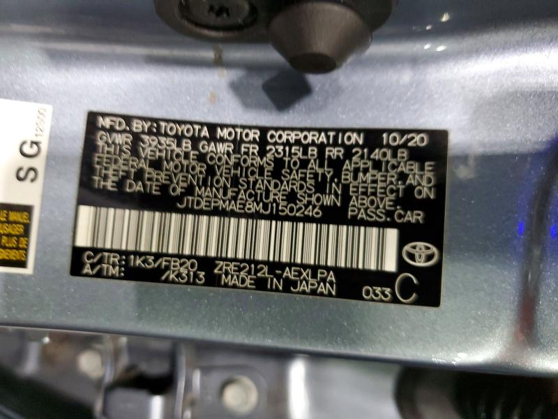 48879626 :رقم المزاد ، JTDEPMAE8MJ150246 vin ، 2021 Toyota Corolla مزاد بيع