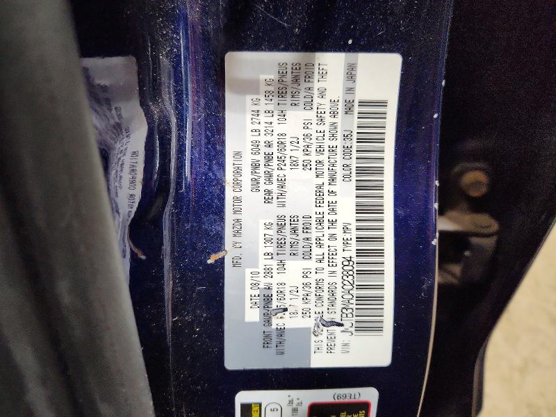 50949256 :رقم المزاد ، JM3TB3MA0A0238094 vin ، 2010 Mazda Cx-9 مزاد بيع