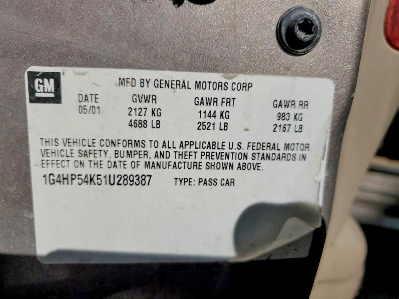 49796536 :رقم المزاد ، 1G4HP54K51U289387 vin ، 2001 Buick Lesabre مزاد بيع