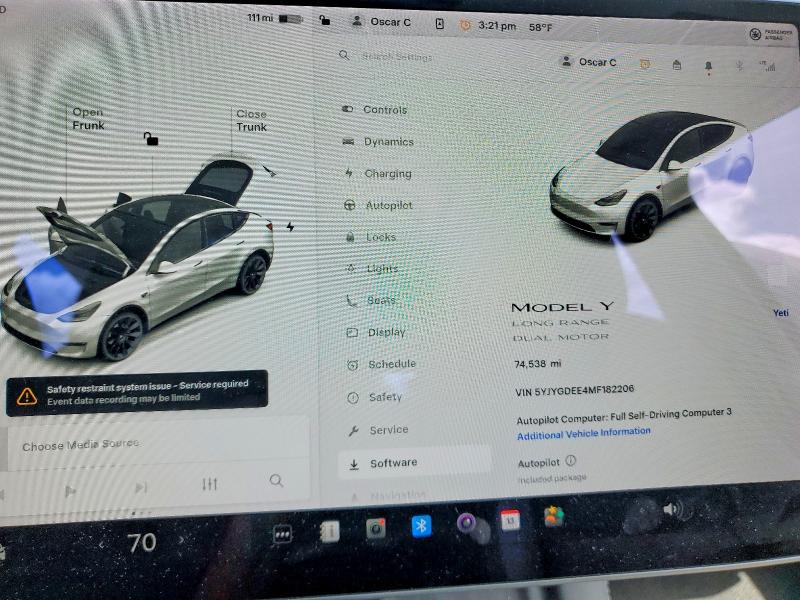 Продажа на аукционе авто 2021 Tesla Model Y, vin: 5YJYGDEE4MF182206, номер лота: 49554996