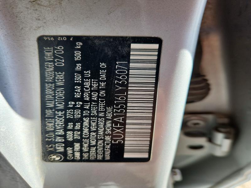 Продаж на аукціоні авто 2006 Bmw X5, vin: 5UXFA13516LY36071, номер лоту: 49767766