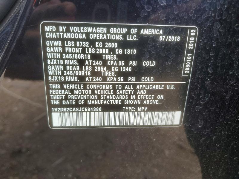 Продаж на аукціоні авто 2018 Volkswagen Atlas, vin: 1V2DR2CA8JC584380, номер лоту: 49766056