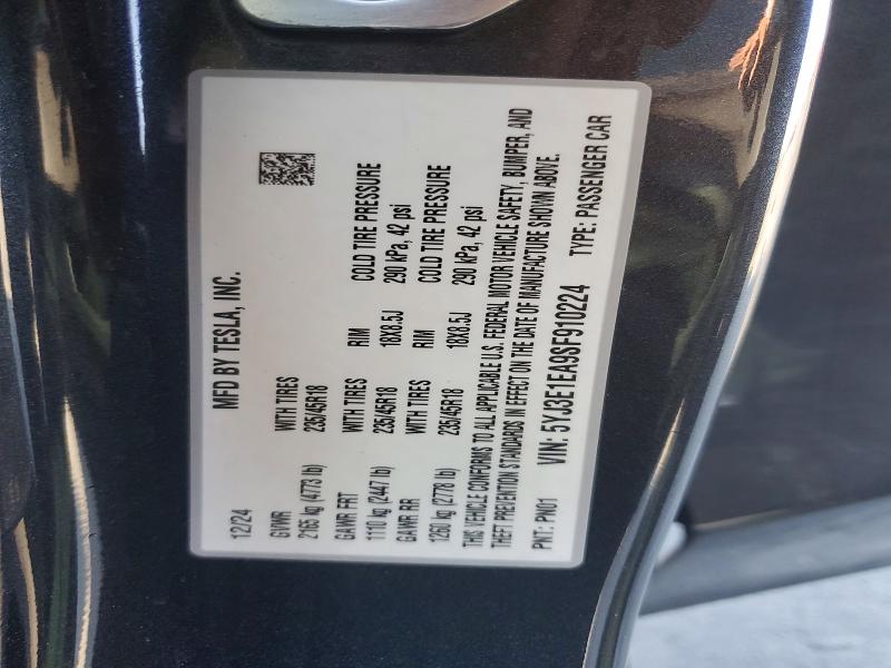 Продажа на аукционе авто 2025 Tesla Model 3, vin: 5YJ3E1EA9SF910224, номер лота: 48790686
