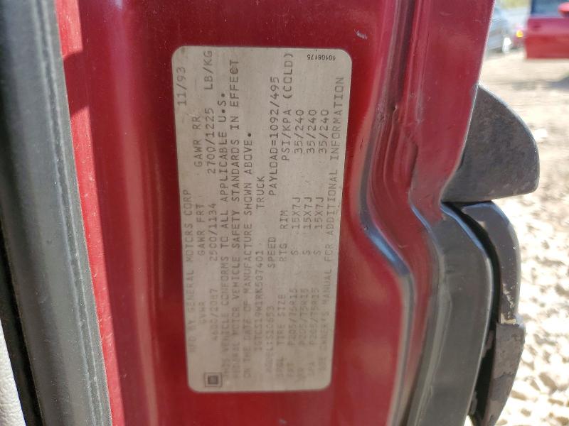 50103806 :رقم المزاد ، 1GTCS19W1RK507401 vin ، 1994 Gmc Sonoma مزاد بيع