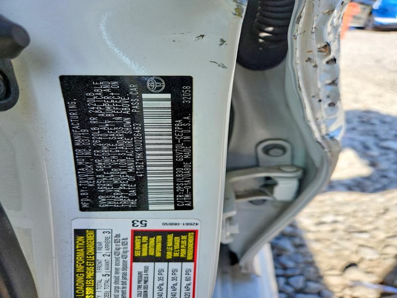 2019 Toyota Camry მანქანა იყიდება აუქციონზე, vin: 4T1BZ1HK1KU026463, აუქციონის ნომერი: 49726826