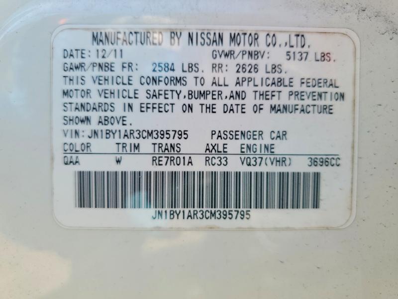 Aukcja sprzedaży 2012 Infiniti M37, vin: JN1BY1AR3CM395795, numer aukcji: 51272526