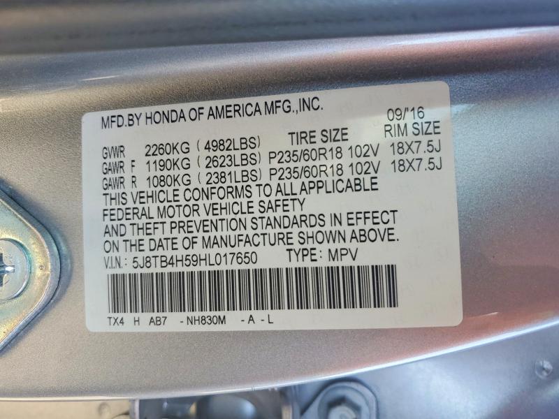 Aukcja sprzedaży 2017 Acura Rdx, vin: 5J8TB4H59HL017650, numer aukcji: 51689896