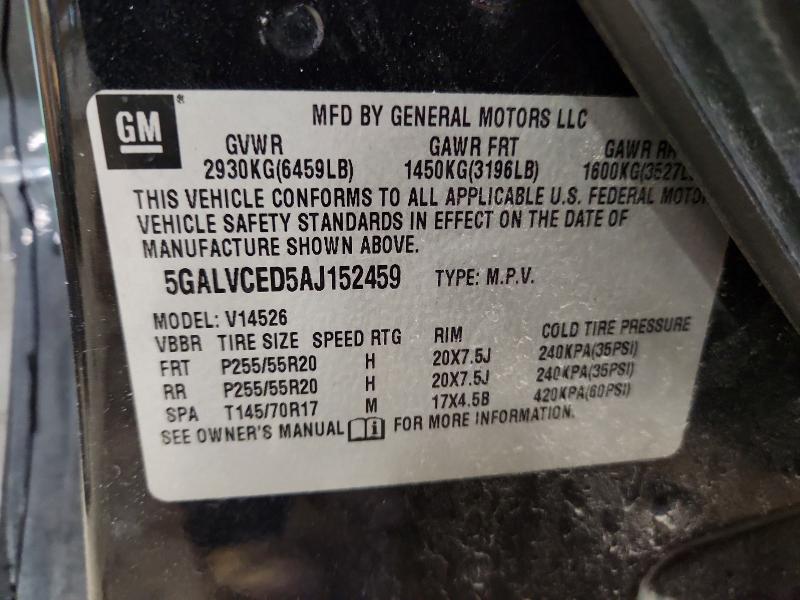 48756646 :رقم المزاد ، 5GALVCED5AJ152459 vin ، 2010 Buick Enclave مزاد بيع