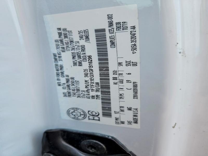 Aukcja sprzedaży 2016 Ford F150, vin: 1FTFX1EGXGFB16296, numer aukcji: 49551566