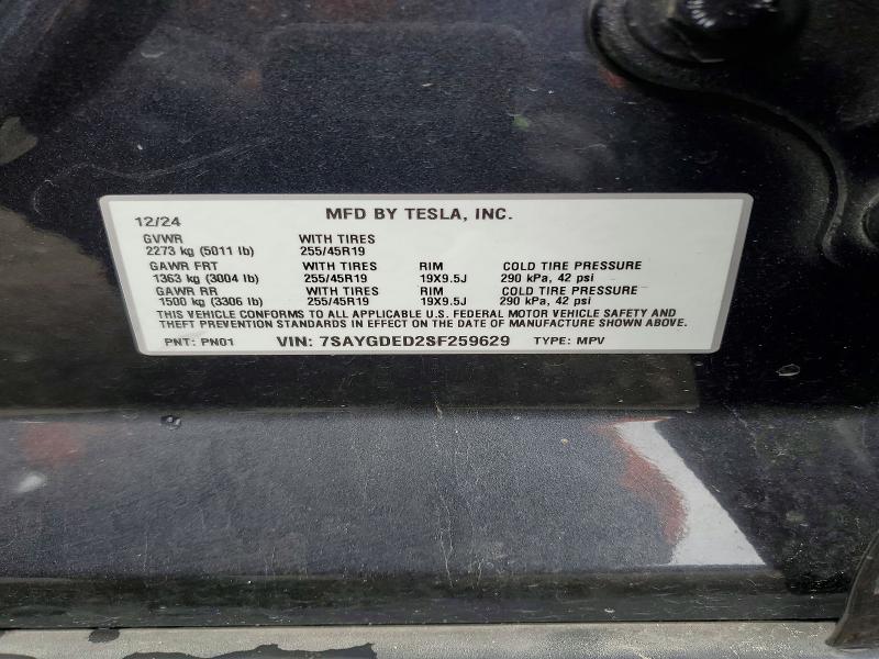 Продажа на аукционе авто 2025 Tesla Model Y, vin: 7SAYGDED2SF259629, номер лота: 50362846