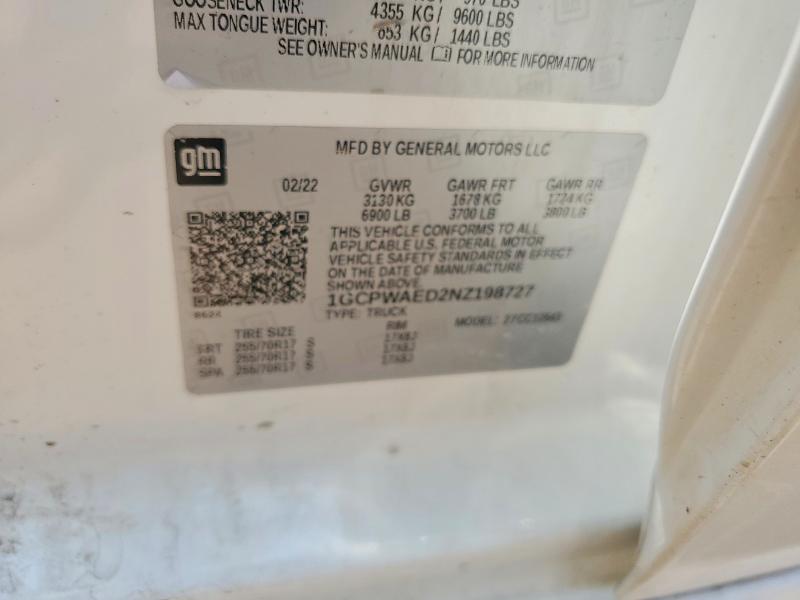 Продажа на аукционе авто 2022 Chevrolet Silverado Ltd, vin: 1GCPWAED2NZ198727, номер лота: 51659876