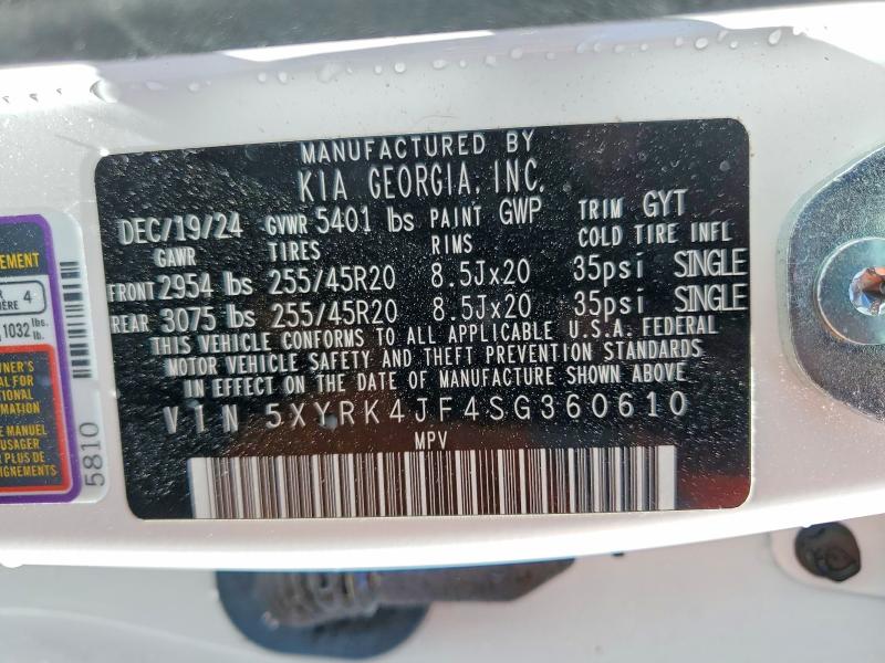 50004956 :رقم المزاد ، 5XYRK4JF4SG360610 vin ، 2025 Kia Sorento مزاد بيع