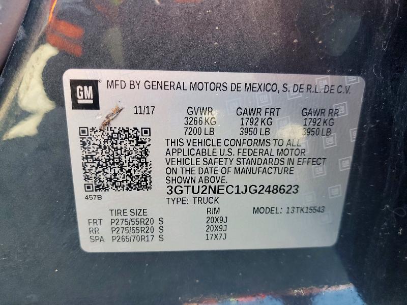 Продажа на аукционе авто 2018 Gmc Sierra, vin: 3GTU2NEC1JG248623, номер лота: 50002436