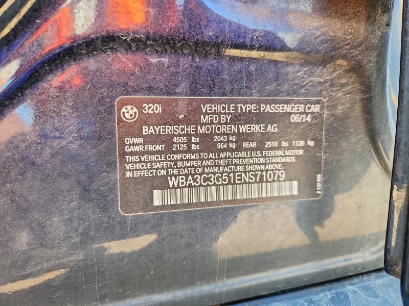 Продажа на аукционе авто 2014 Bmw 320, vin: WBA3C3G51ENS71079, номер лота: 50838706