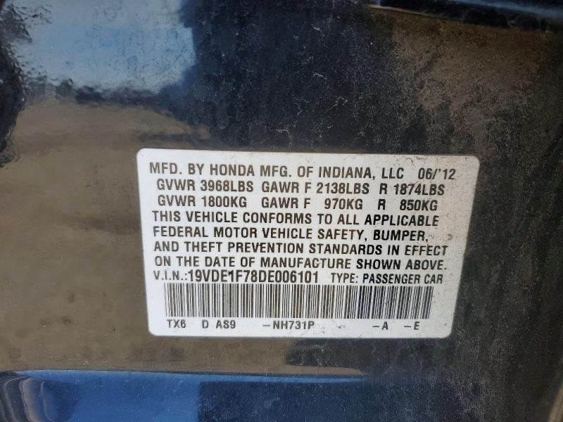 49069816 :رقم المزاد ، 19VDE1F78DE006101 vin ، 2013 Acura Ilx مزاد بيع