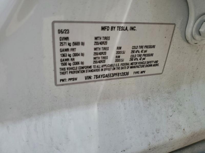 2023 Tesla Model Y მანქანა იყიდება აუქციონზე, vin: 7SAYGAEE3PF812836, აუქციონის ნომერი: 49875856