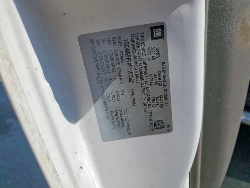 2015 Chevrolet Express G2500 მანქანა იყიდება აუქციონზე, vin: 1GCWGFFF0F1104382, აუქციონის ნომერი: 49804676