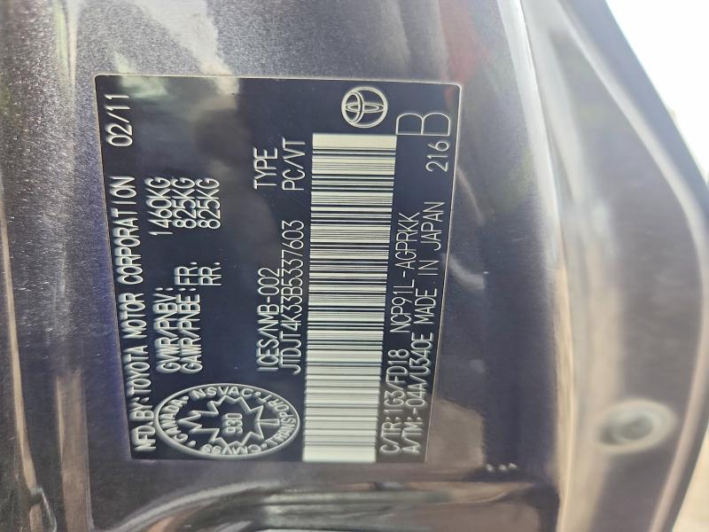 Aukcja sprzedaży 2011 Toyota Yaris, vin: JTDJT4K33B5337603, numer aukcji: 50673216