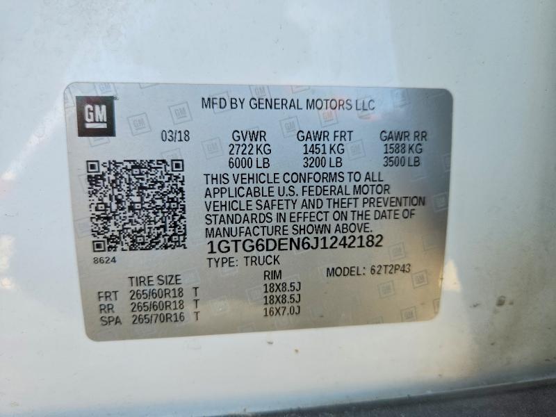Продажа на аукционе авто 2018 Gmc Canyon, vin: 1GTG6DEN6J1242182, номер лота: 49802016