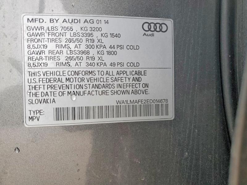 Aukcja sprzedaży 2014 Audi Q7, vin: WA1LMAFE2ED014678, numer aukcji: 48421056
