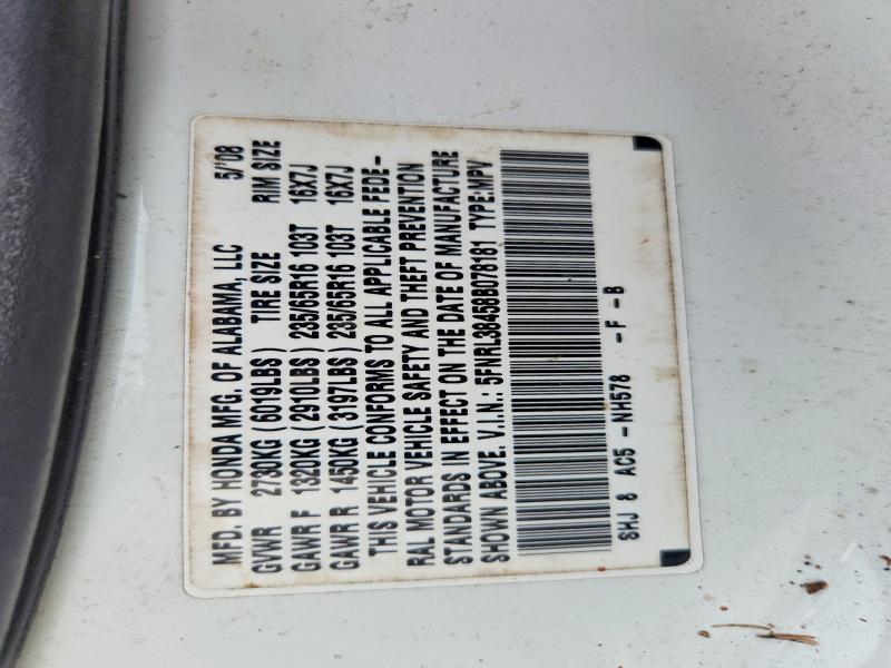 49516716 :رقم المزاد ، 5FNRL38458B078181 vin ، 2008 Honda Odyssey مزاد بيع