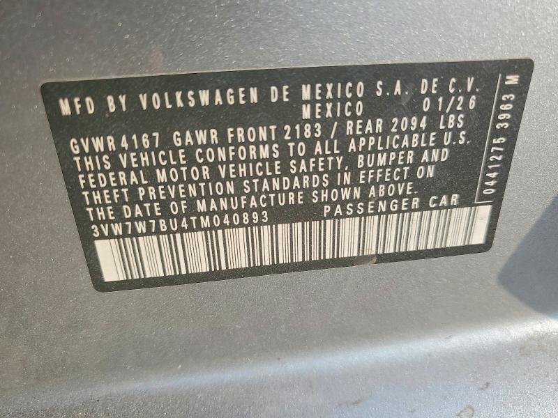 2026 Volkswagen Jetta მანქანა იყიდება აუქციონზე, vin: 3VW7W7BU4TM040893, აუქციონის ნომერი: 51013466