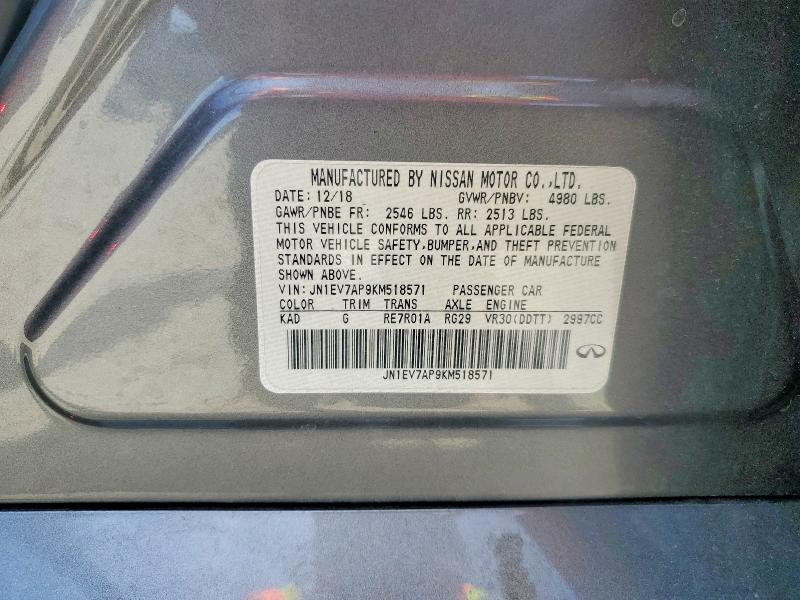 Aukcja sprzedaży 2019 Infiniti Q50, vin: JN1EV7AP9KM518571, numer aukcji: 50358746